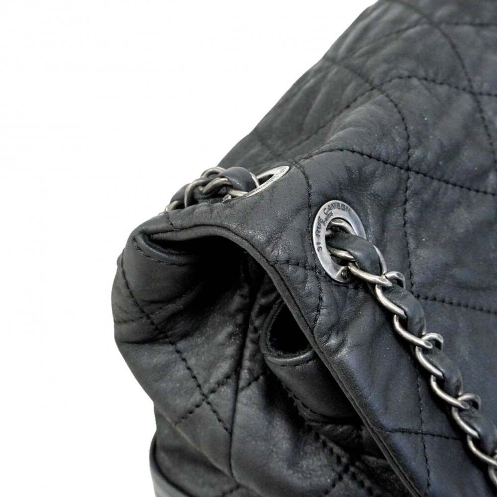 Chanel Matelassé Shoulder Bag, Double Chain, Leather, Black, Women's, P2826025 - Picture 9 of 12